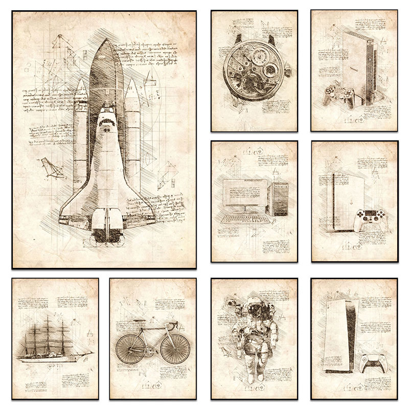 Star Map Poster - Vintage Trừu Tượng Da Vinci Lấy